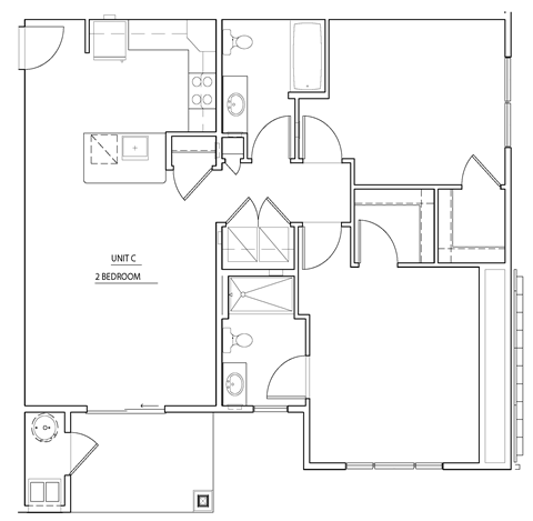 2 Bedroom Floor Plan  at Cambria Place, Pennsylvania